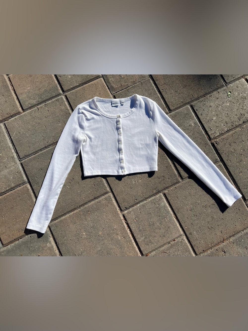 Aritzia Sunday Best White Cropped Button Front Top Ribbed Cardigan XS